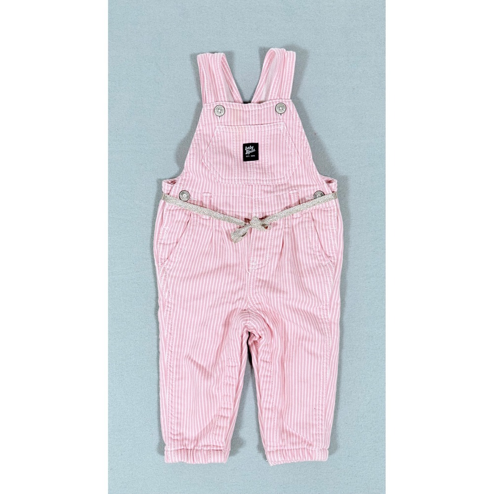 Baby Bgosh Overalls Girls 9M Pink Striped OshKosh B'gosh Glitter Belt GCL15232
